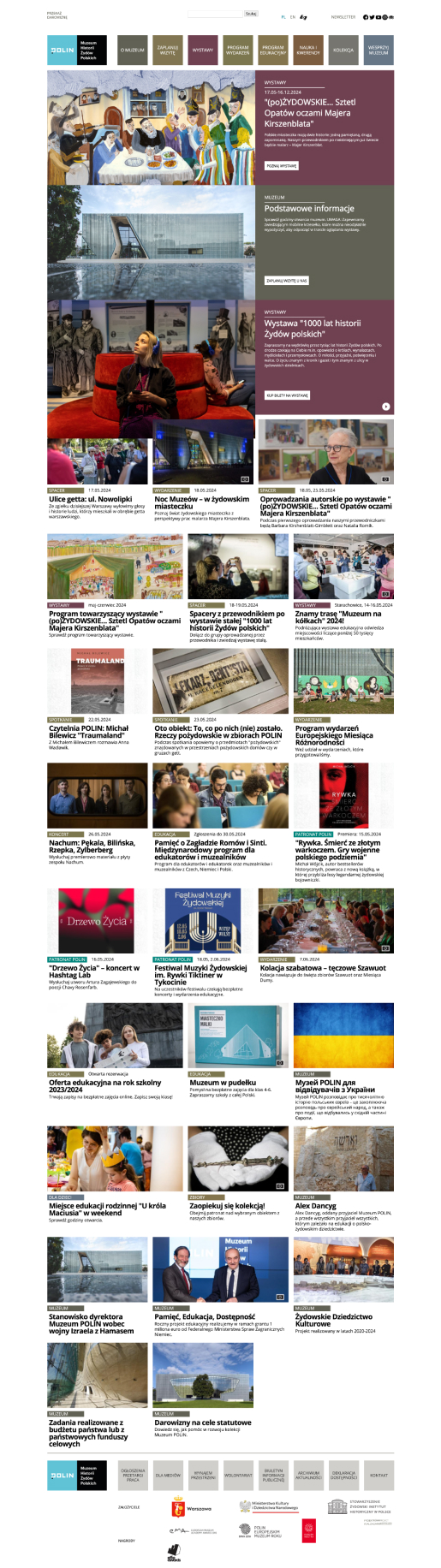 Końcowy efekt prac nad stroną muzeum Polin Efekty pracy Polin