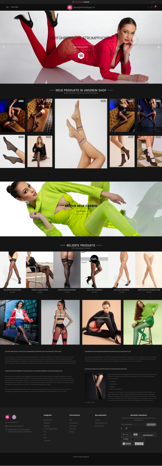 Efekty pracy nad nową stroną Strumpf Boutique