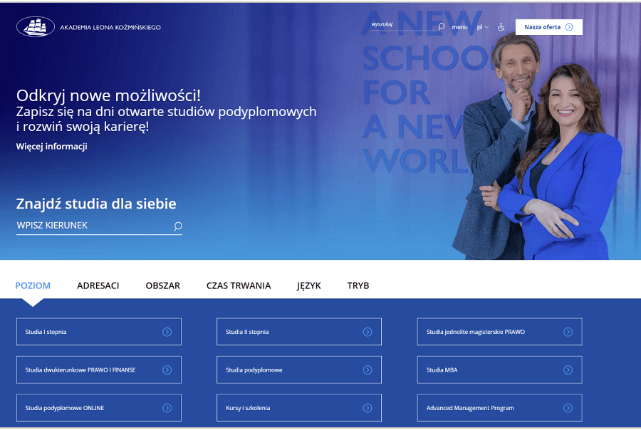 Strona główna Akademii Leona Koźmińskiego