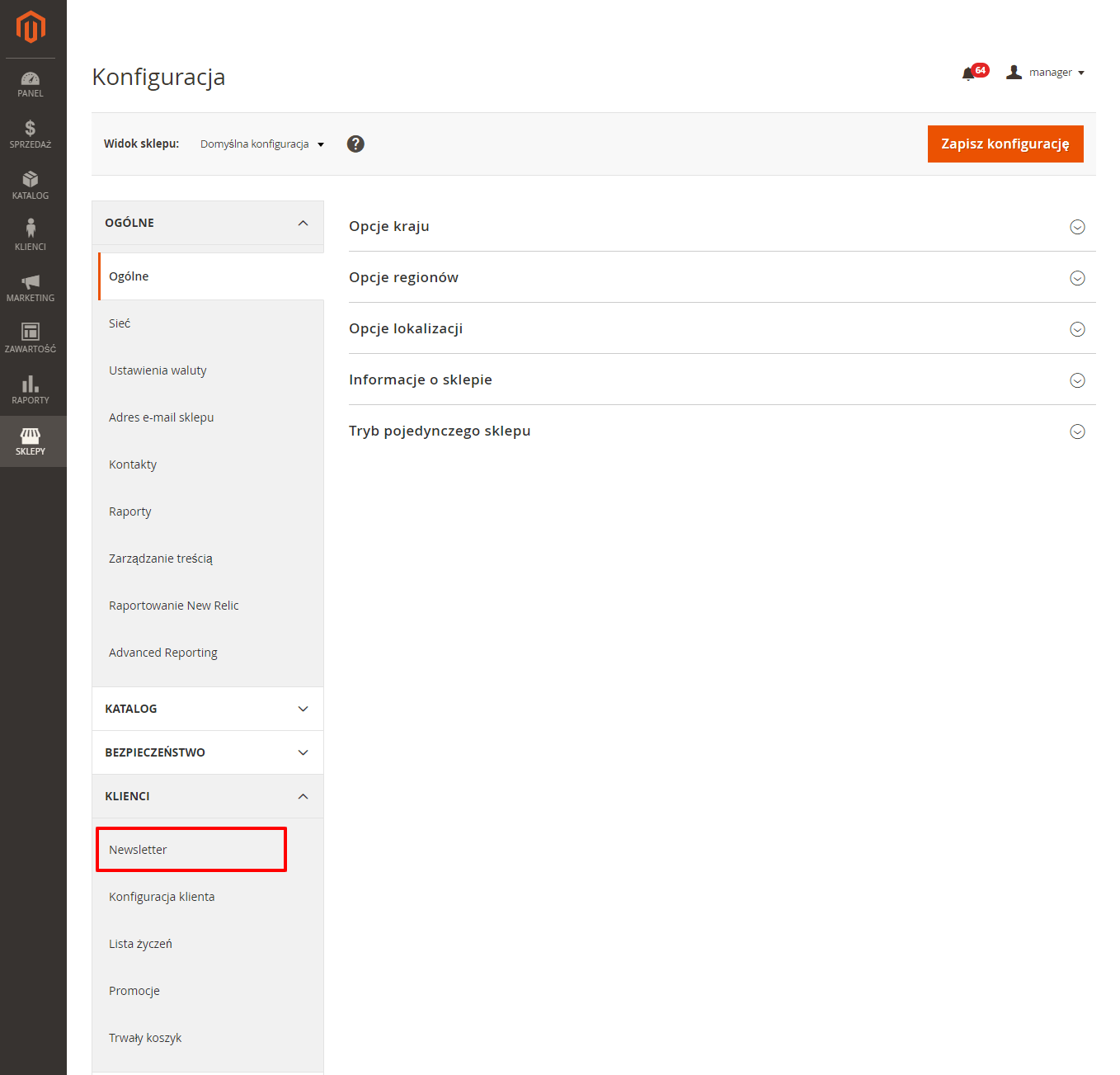 Konfiguracja newslettera w Magento