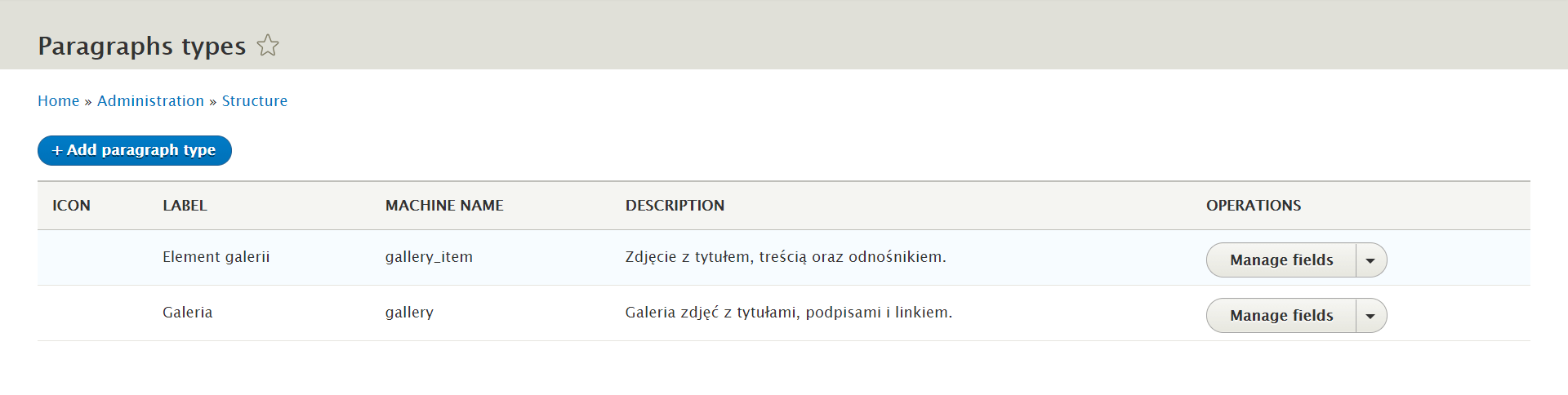 Lista typów paragrafów