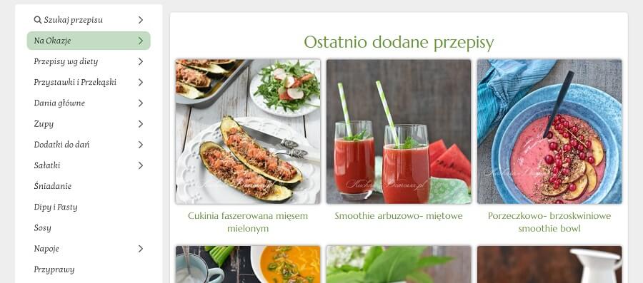 Menu strony Kuchni Domowej