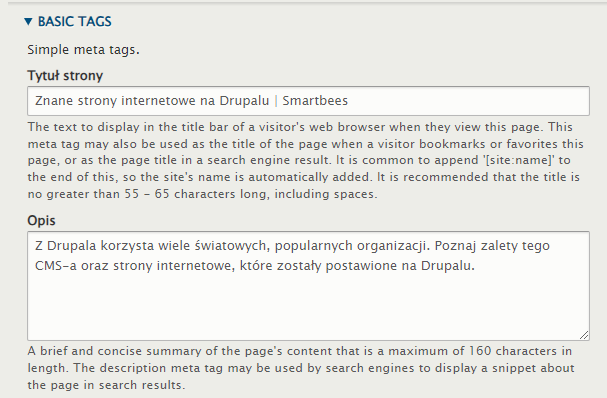 Meta description w Drupalu