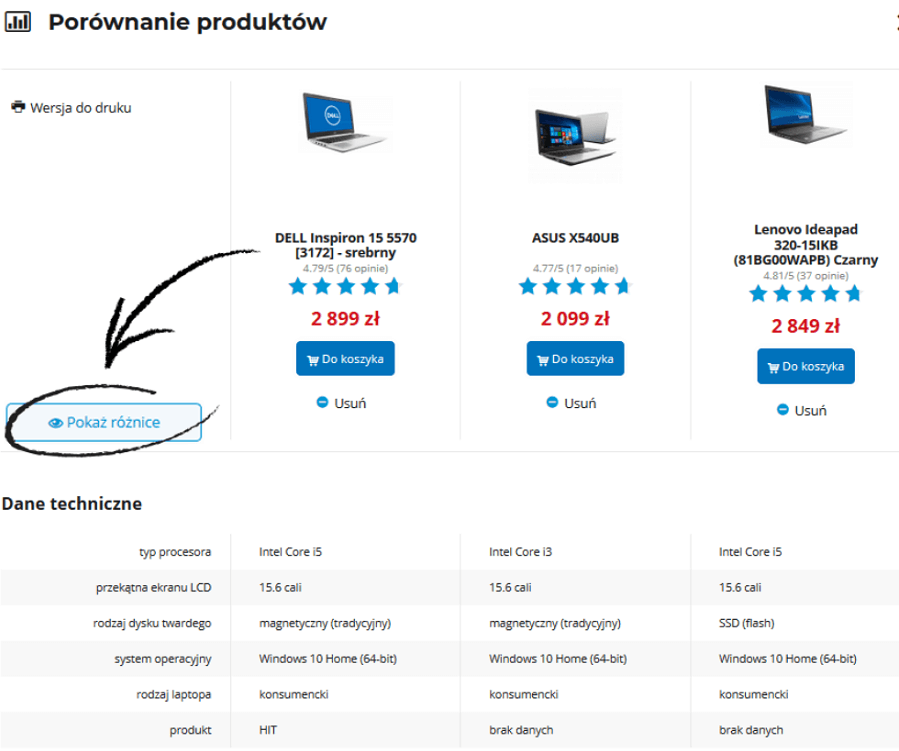Porównywarka sprzętów elektronicznych