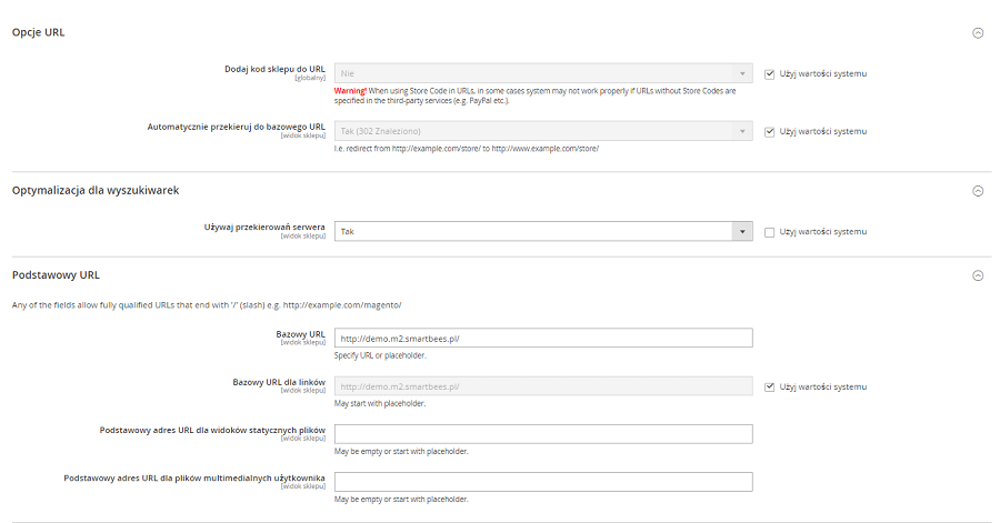Przekierowania adresów URL w Magento