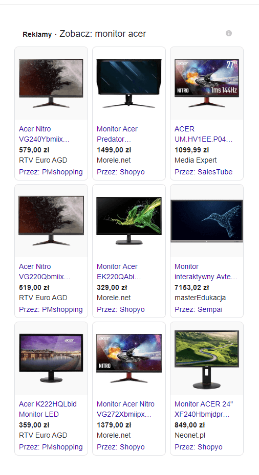 Reklama Google Shopping