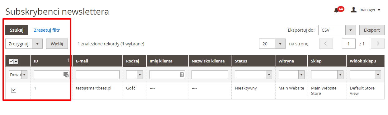 Rezygnacja klienta z newslettera