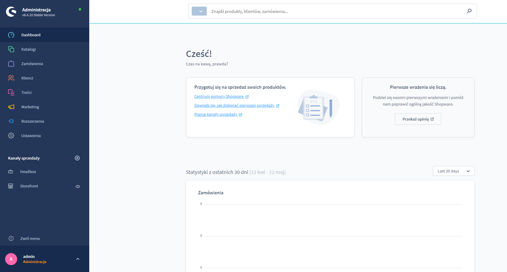Shopware 6 - dashboard