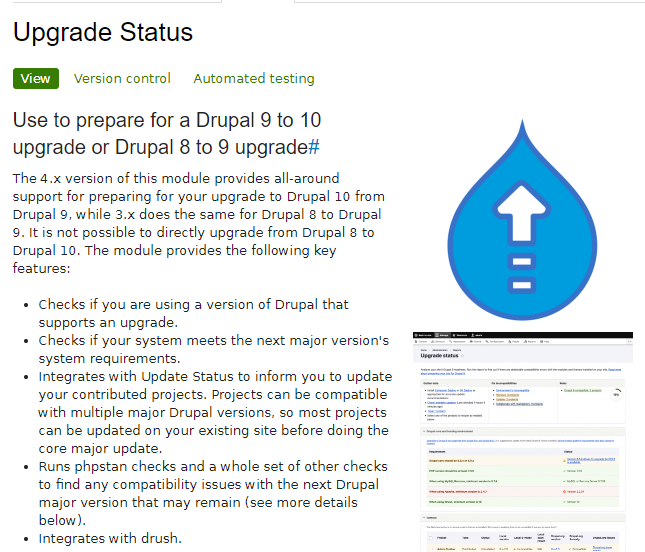 Moduł Upgrade Status