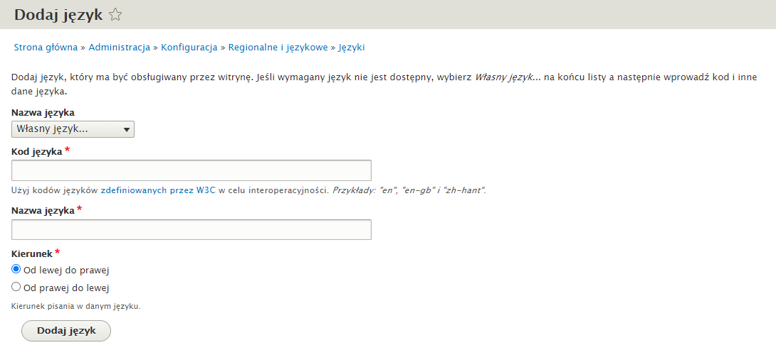 Dodawanie własnego języka