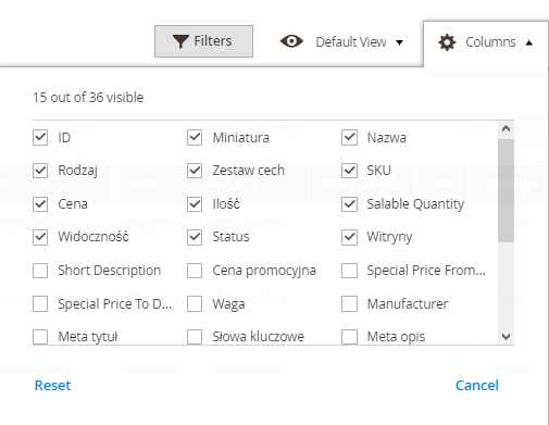Ustawianie filtrów w Magento 2