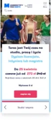 Widok strony głównej WSB Merito - mobile Witryna Wyższych Szkół Bankowych - wersja mobilna