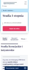 Widok wersji mobilnej - oferta studiów Witryna Wyższych Szkół Bankowych - oferta w wersji mobilnej