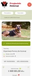 Crowdfunding platform - Przyjaciele Zwierząt The platform - mobile view